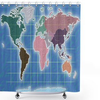 Personality  World Map Illustration Shower Curtains