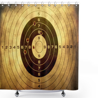 Personality  Target With Bullet Holes Over Grunge Background Shower Curtains