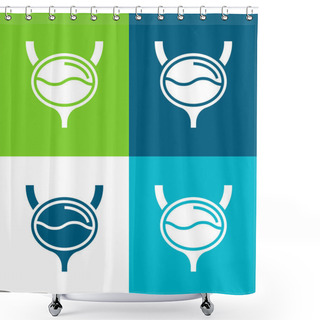 Personality  Bladder Flat Four Color Minimal Icon Set Shower Curtains