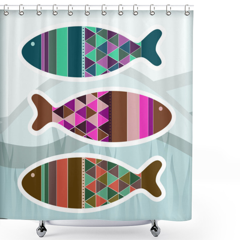 Personality  Ornamental aquarium fishes, vector design shower curtains