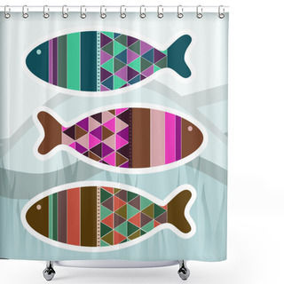 Personality  Ornamental Aquarium Fishes, Vector Design Shower Curtains