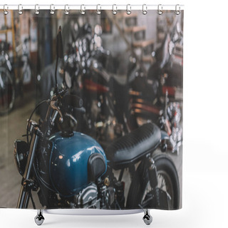 Personality  Motorcycles In Repair Shop Shower Curtains