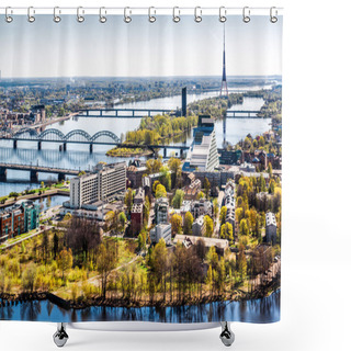 Personality  Panorama Of Riga City. Latvia Shower Curtains