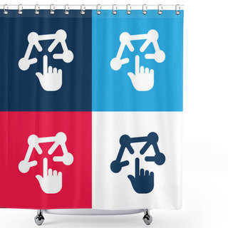 Personality  3d Modeling Blue And Red Four Color Minimal Icon Set Shower Curtains