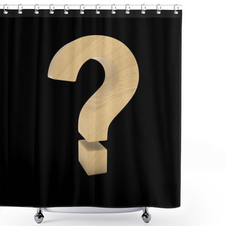 Personality  Wooden Question Mark Isolated On Black 3D Illustration Shower Curtains