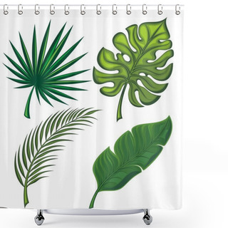 Personality  Set Of Tropical Leaves Shower Curtains