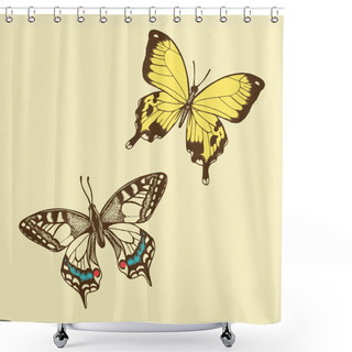 Personality  Hand Drawn Butterflies Shower Curtains