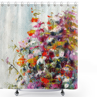 Personality  Pink And Red Flowers, Art Painting Shower Curtains