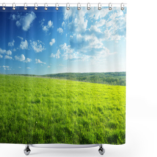 Personality  Field Of Spring Grass And Forest Shower Curtains