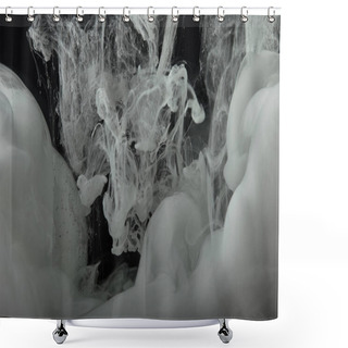 Personality  Abstract Flowing Swirls Of Monochrome Paint In Water Shower Curtains
