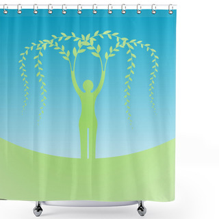 Personality  Woman With Branches Shower Curtains