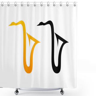Personality  Style Comic Logo Of Sax Shower Curtains