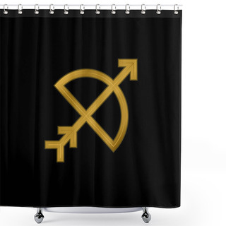 Personality  Archery Gold Plated Metalic Icon Or Logo Vector Shower Curtains