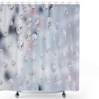 Personality  Close-up View Of Beautiful Clean Drops On Blurred Abstract Background Shower Curtains