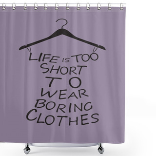 Personality  Fashion Woman Dress From Words. Vector Shower Curtains