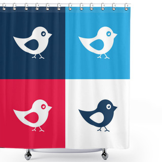Personality  Bird Of Black And White Feathers Blue And Red Four Color Minimal Icon Set Shower Curtains