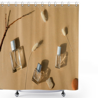 Personality  Parfume Bottles With Natural Dry Twig And Plants. Shower Curtains