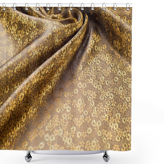 Personality  Silk Fabric Texture, Color Light Goldenrod Yellow, With Small Fl Shower Curtains