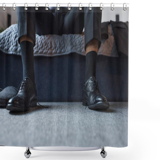Personality  Man In Leather Shoes Shower Curtains