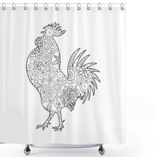 Personality  Floral Decorated Rooster Shower Curtains