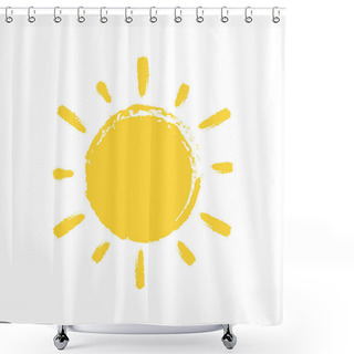 Personality  Sun Paint Brush Strokes On White Background. Vector Illustration. Shower Curtains