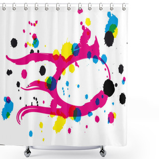 Personality  Drawing With CMYK Inkblots Shower Curtains