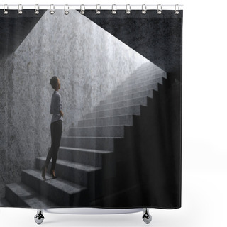 Personality  Woman Climbs The Stairs From Darkness To Light Shower Curtains