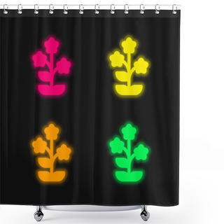 Personality  Alpine Forget Me Not Four Color Glowing Neon Vector Icon Shower Curtains