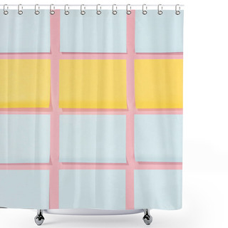 Personality  View From Above Of Blank Yellow And Blue Stick It Notes On Pink  Shower Curtains