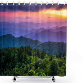 Personality  Sunset From Cowee Mountains Overlook, On The Blue Ridge Parkway  Shower Curtains