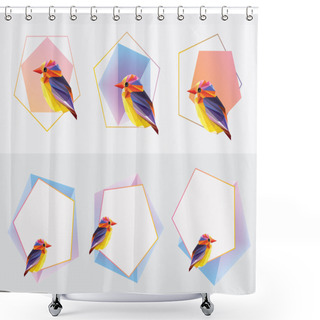 Personality  Colorful Birds And Polygonal Shapes Shower Curtains