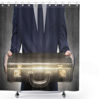 Personality  Worker With Closed Suitcase Shower Curtains