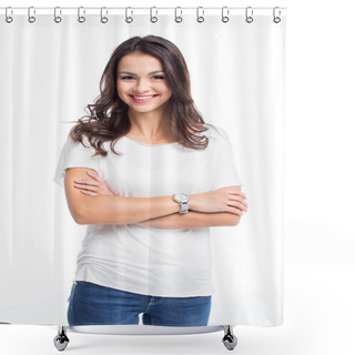 Personality  Attractive Young Woman Shower Curtains