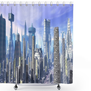 Personality  City Futuristic Landscape Shower Curtains
