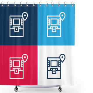 Personality  Atm Blue And Red Four Color Minimal Icon Set Shower Curtains