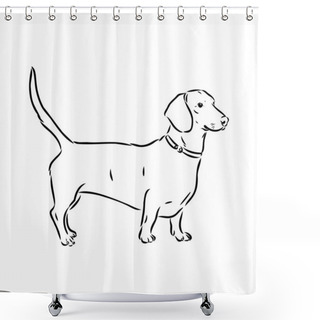 Personality  Dachshund Dog. Hand Drawn. Vector Illustration Dachshund Dog Vector Shower Curtains