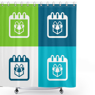 Personality  Birthday Giftbox On Reminder Calendar Page Flat Four Color Minimal Icon Set Shower Curtains