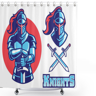 Personality  Vector Of Knight Armor Mascot Shower Curtains
