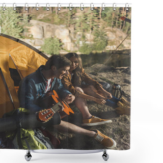 Personality  Playing Guitar Shower Curtains