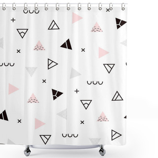 Personality  Illustration For Hipsters Gold Memphis Style. Shower Curtains
