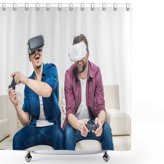 Personality  Friends In Virtual Reality Headsets Shower Curtains