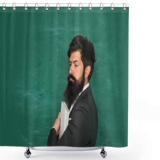 Personality  Preparing For Exam In College. School Concept. Exam In College. Student Preparing For Test Or Exam. Back To School And Happy Time. High School Concept Copy Space. Thank You Teacher. Shower Curtains