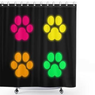 Personality  Animal Track Four Color Glowing Neon Vector Icon Shower Curtains