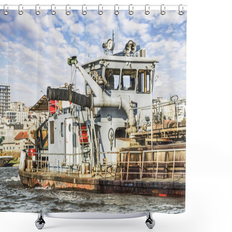 Personality  Dredger Heading Upstream Shower Curtains