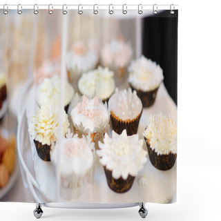 Personality  Beautiful Desserts, Sweets And Candy Table  Shower Curtains