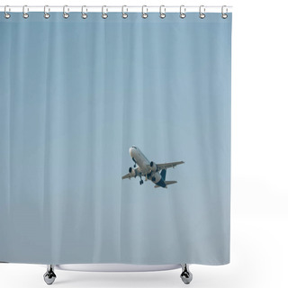 Personality  Jet Plane Taking Off With Blue Sky At Background Shower Curtains