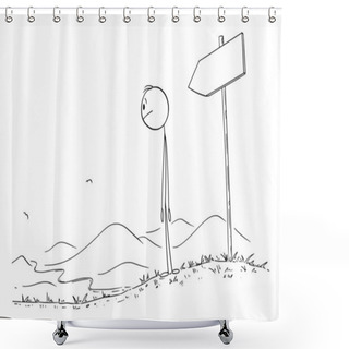 Personality  Person Walking On The Path, Looking At The Road Or Way, Vector Cartoon Stick Figure Illustration Shower Curtains