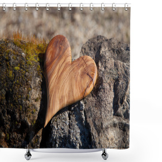 Personality  Wooden Heart In Nature Shower Curtains