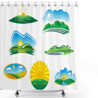 Personality  Set Of Sunny Summer Landscapes Shower Curtains
