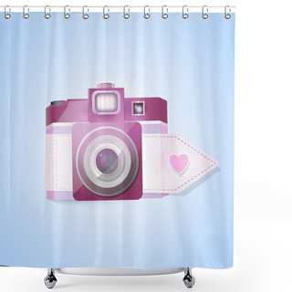 Personality  Vector Photo Camera For Valentine's Day Shower Curtains